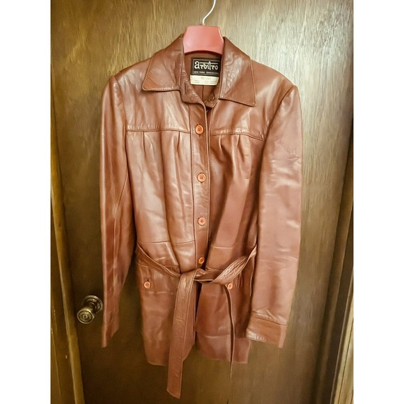 Vintage 70s Arbitro Red Real Leather Jacket - Picture 1 of 8